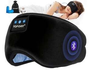 TOPOINT Bluetooth Sleep Mask Headphones, 3D Total Blackout Design, Black
